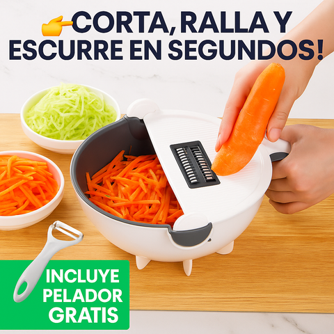 Rallador, rebanador -  escurridor antivuelco 7 en 1