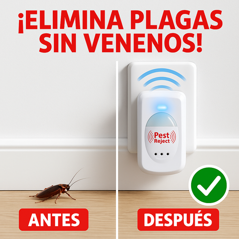 PestReject 3.0™ - La forma más económica de proteger a tu familia de las plagas (Tecnología ULTRASÓNICA que cubre hasta 200m²)