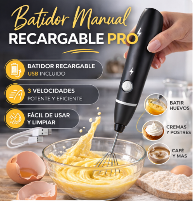 ⚡️OFERTA⚡️ Batidor Manual Recargable Pro ✈️ENVÍO GRATIS